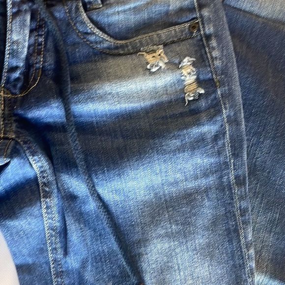 chevignon denim goods jeans size 25 dark blue distressed - Picture 4 of 11